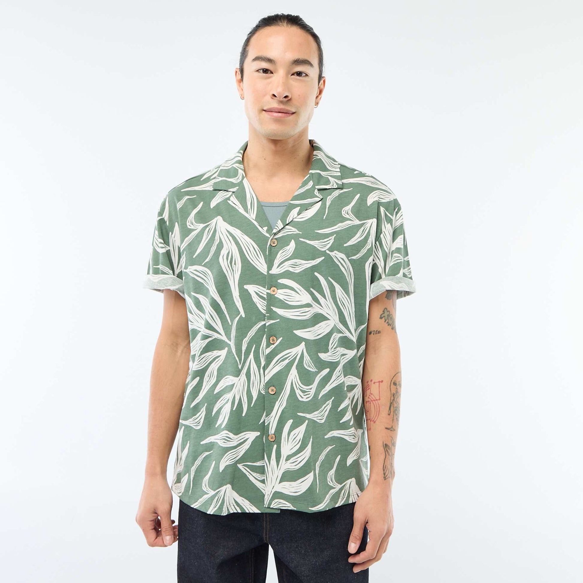 Chemise à manches courtes à motif VERT