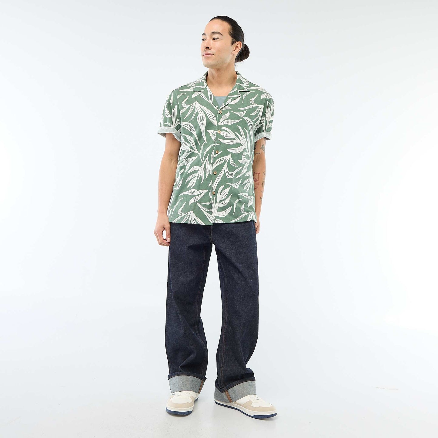 Chemise à manches courtes à motif VERT