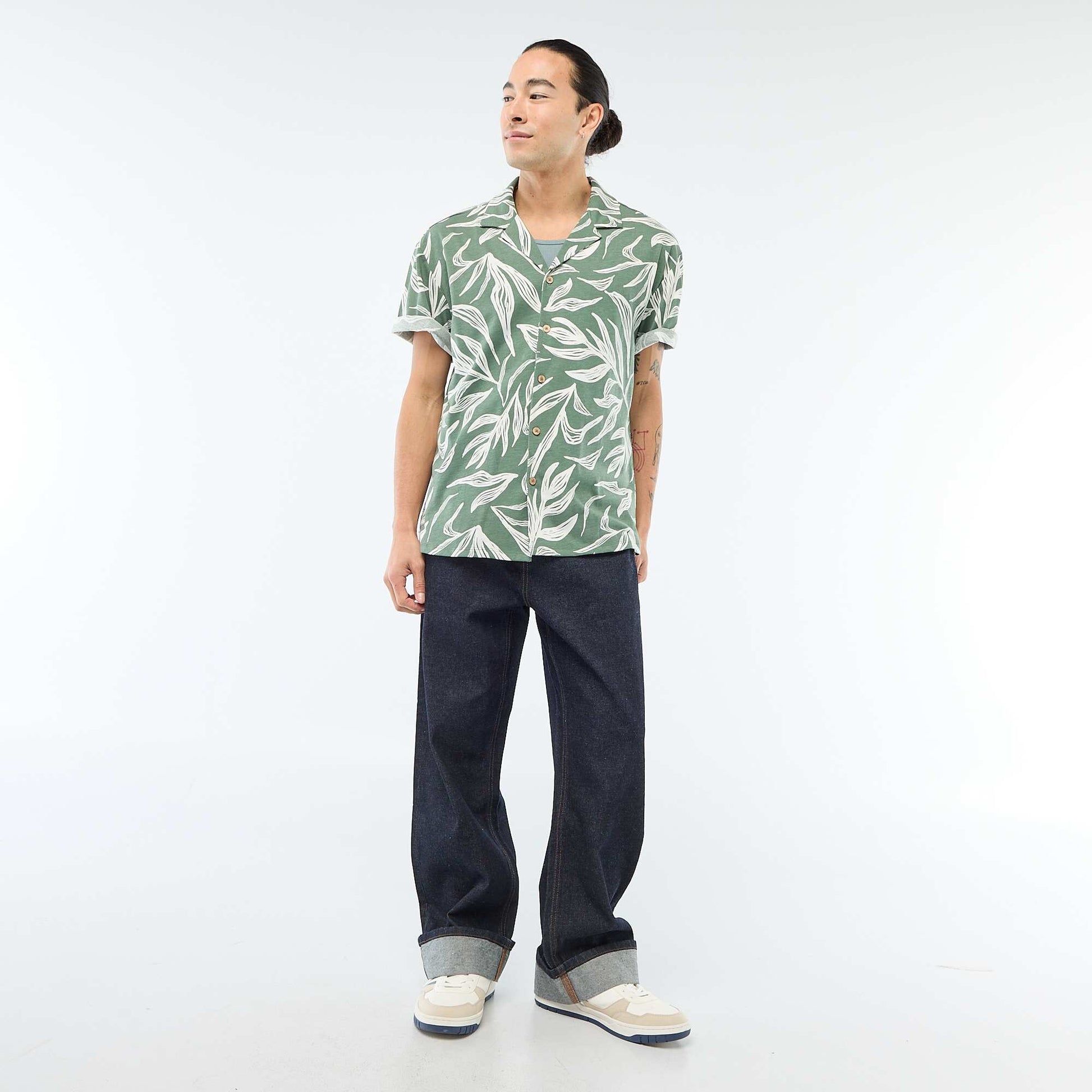 Chemise à manches courtes à motif VERT