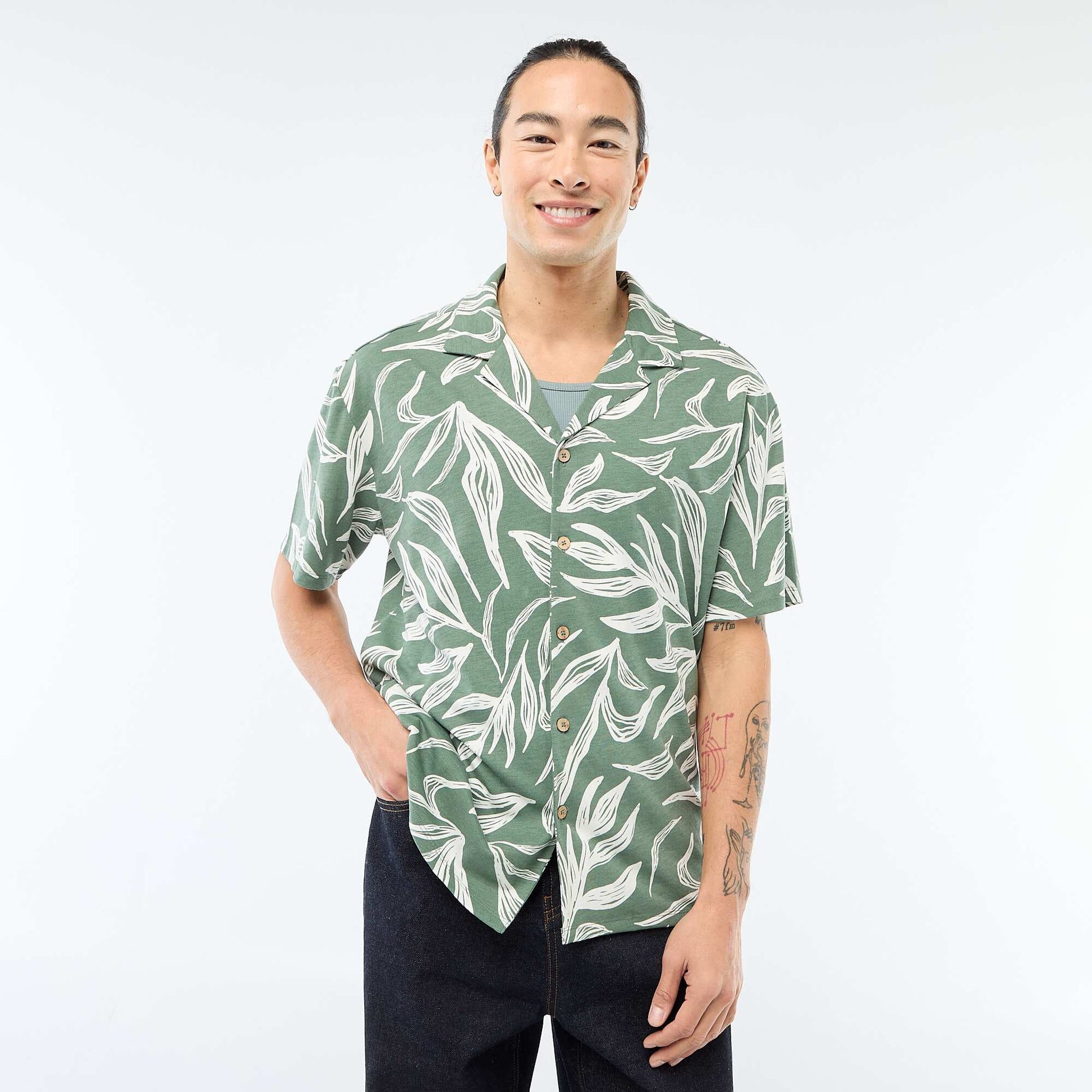 Chemise à manches courtes à motif VERT