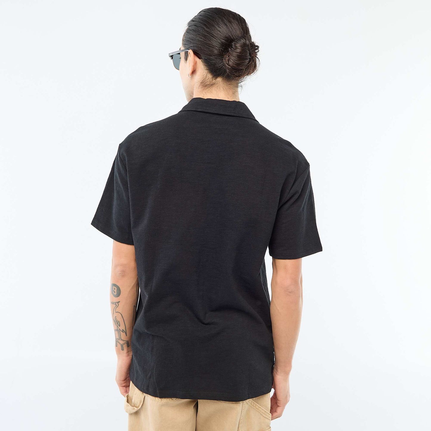 Chemise à manches courtes en maille NOIR