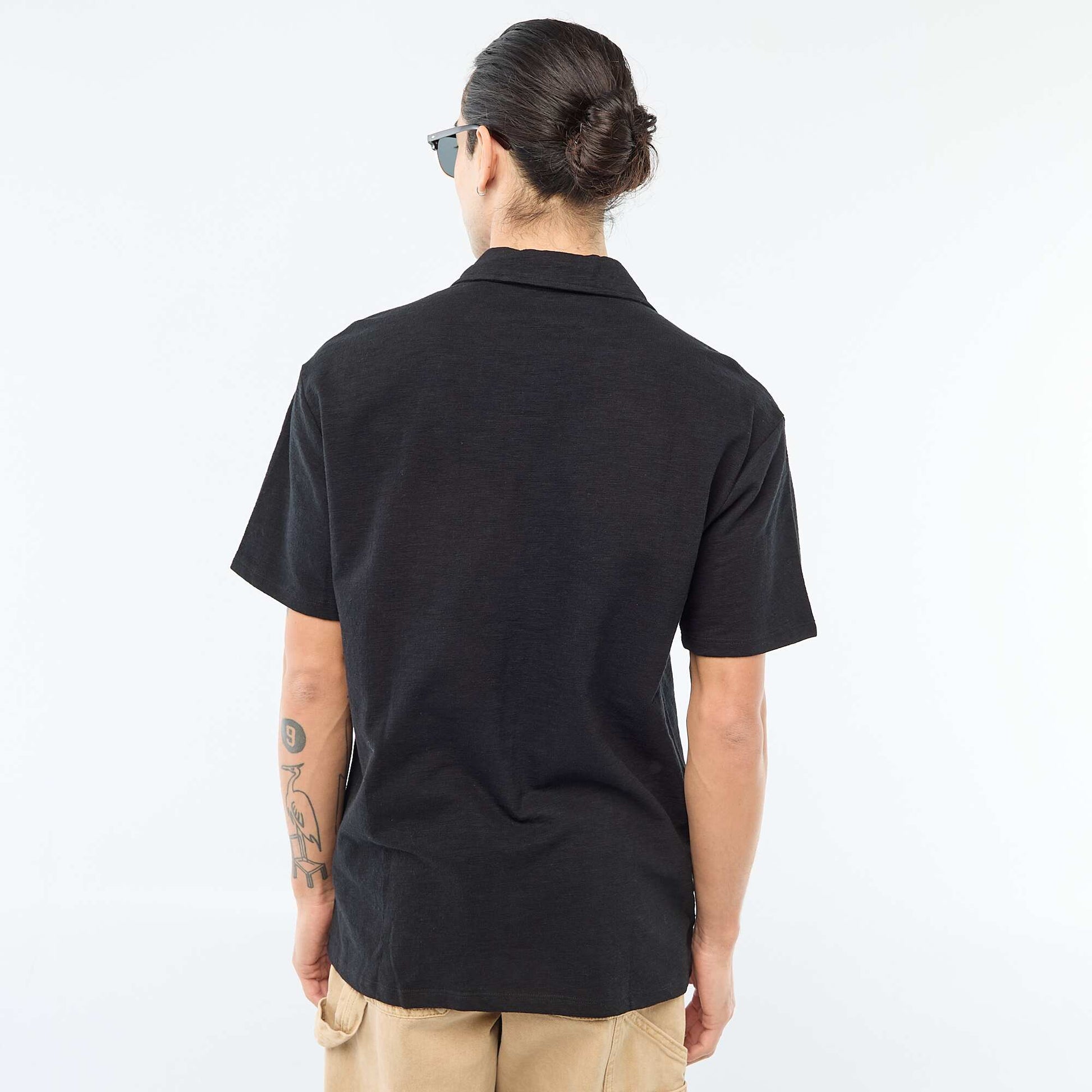 Chemise à manches courtes en maille NOIR