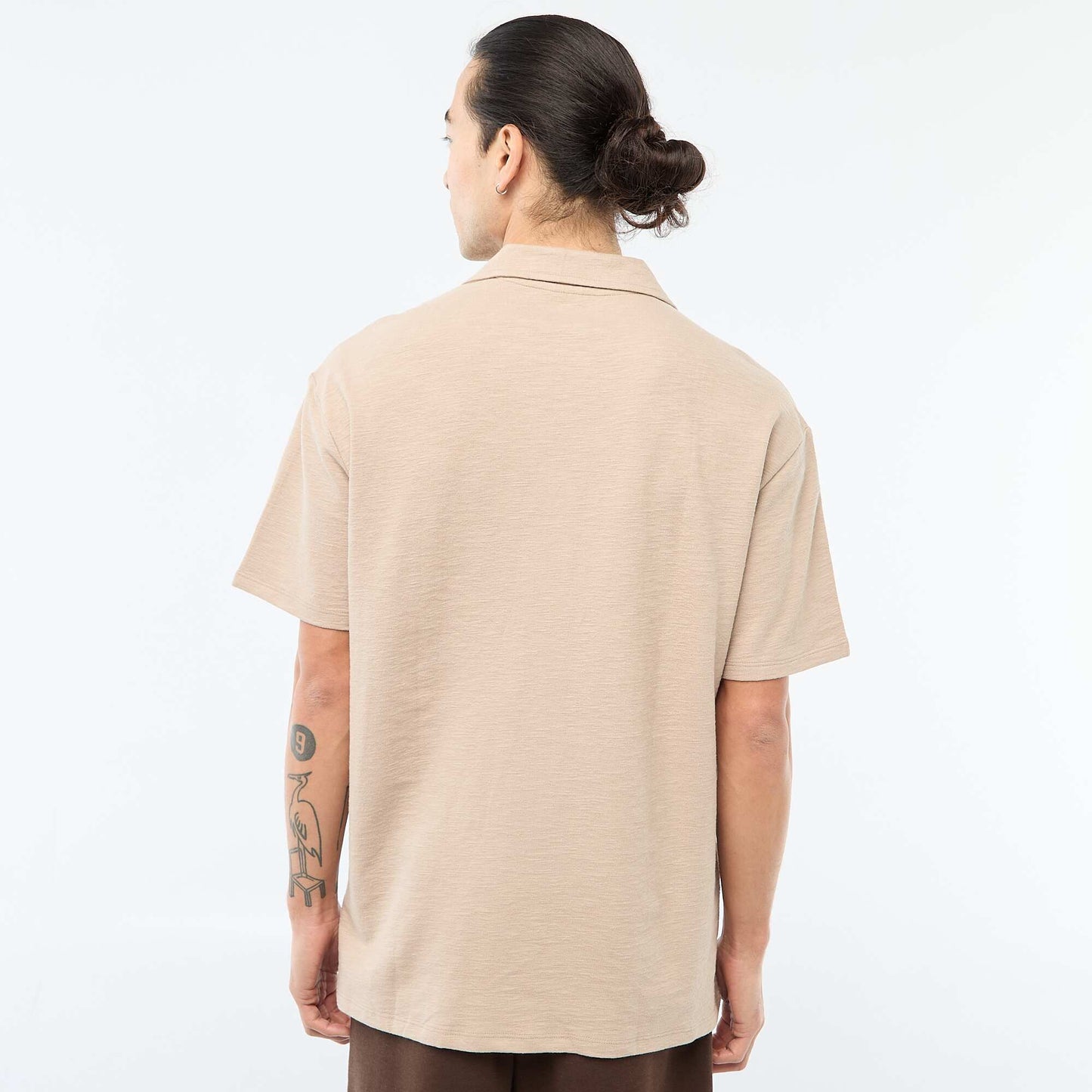 Chemise à manches courtes en maille BEIGE