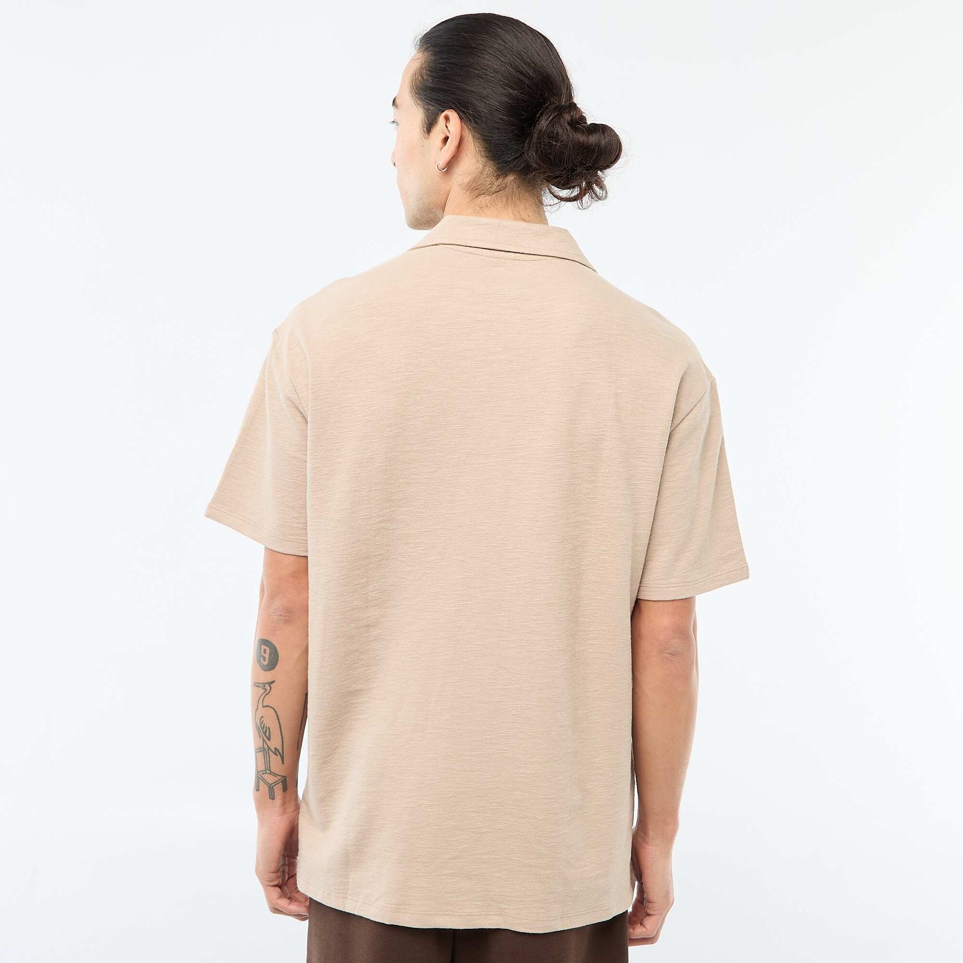 Chemise à manches courtes en maille BEIGE