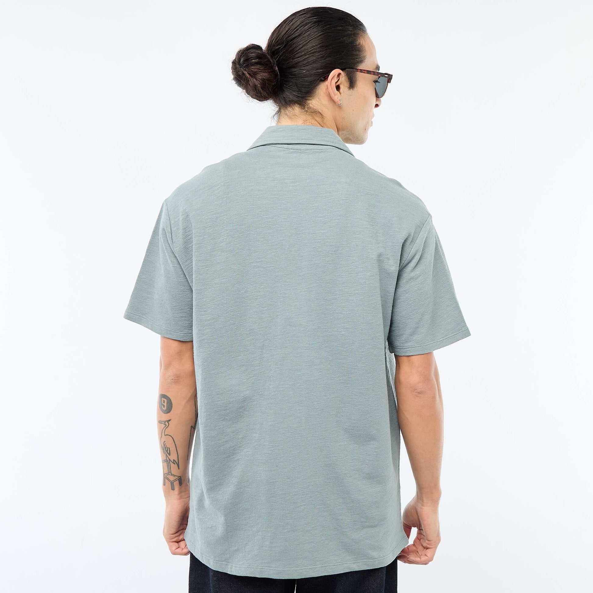Chemise à manches courtes en maille BLEU