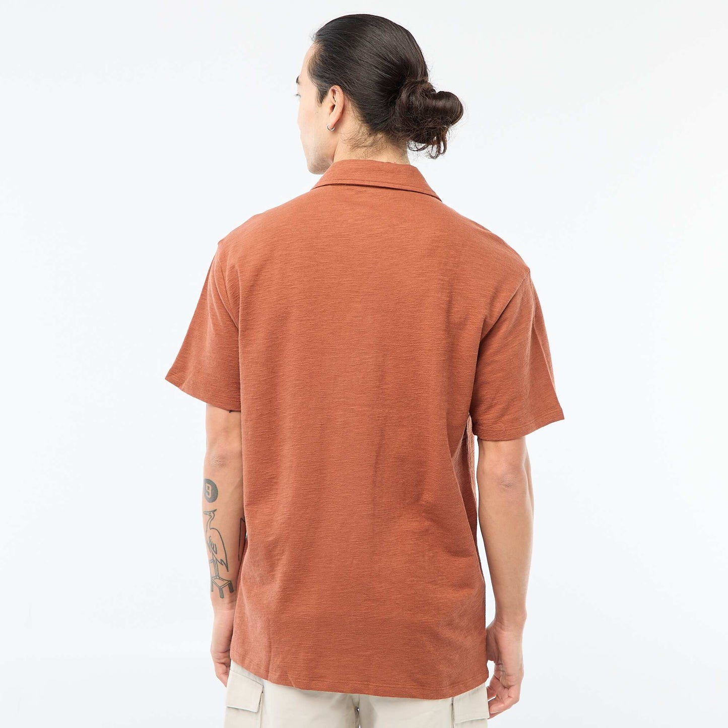 Chemise à manches courtes en maille MARRON