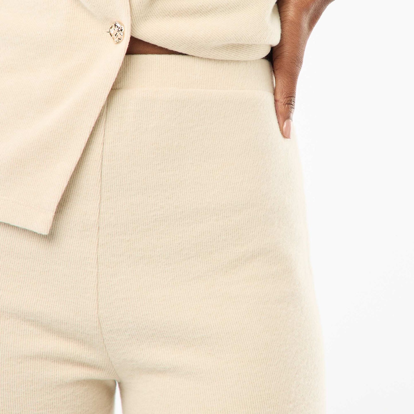 Pantalon flare en maille doudou BEIGE