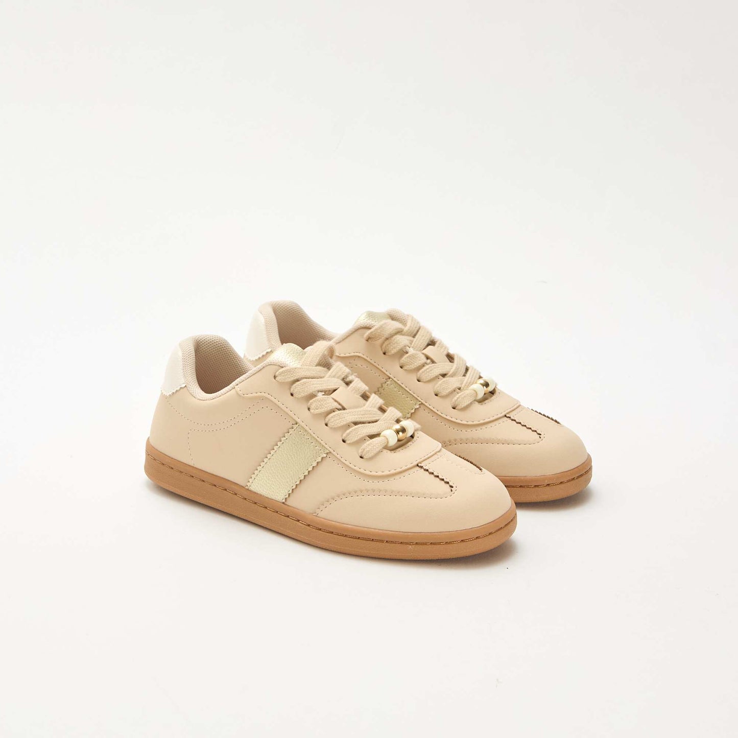 Baskets mode avec empiècements imprimés léopard BLANC