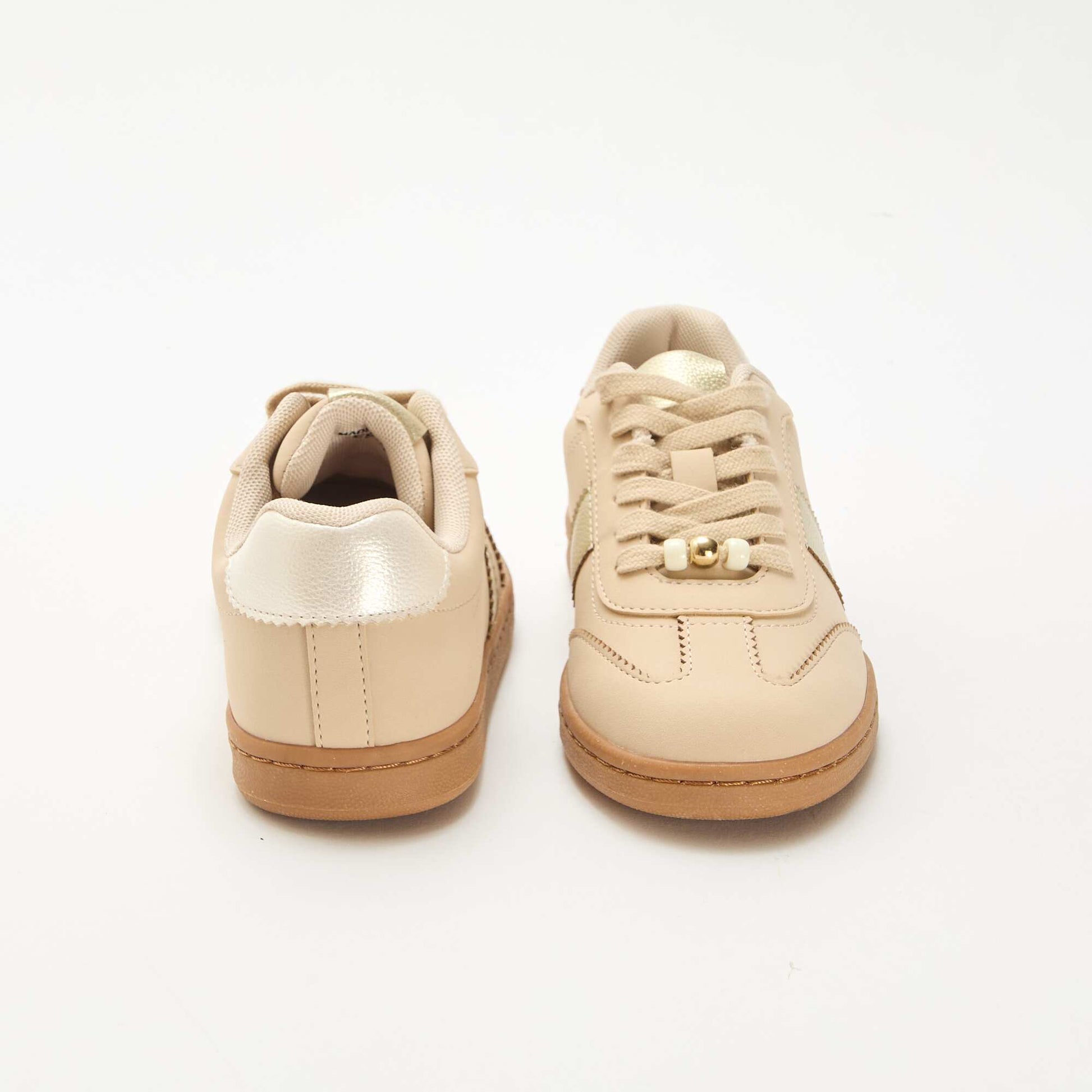 Baskets mode avec empiècements imprimés léopard BLANC