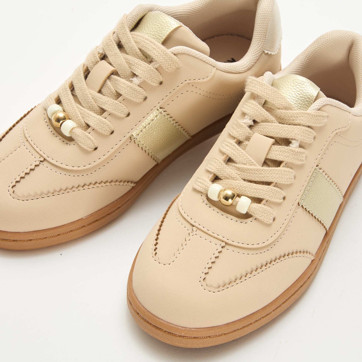 Baskets mode avec empiècements imprimés léopard BLANC