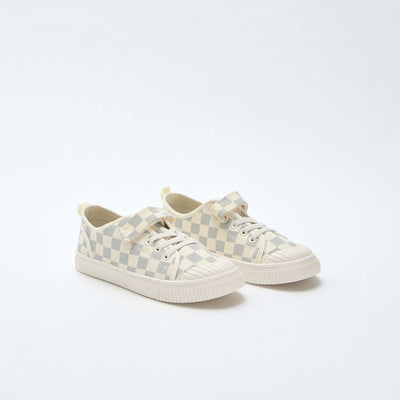 Baskets en toile imprimé damiers BLEU
