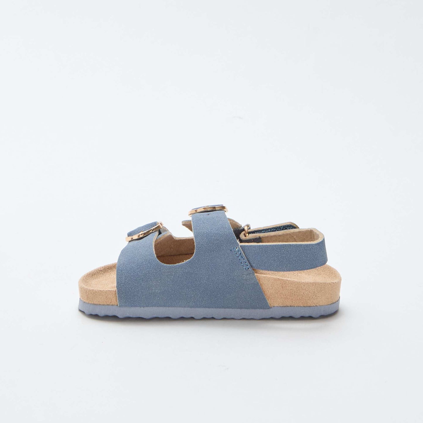 Sandales plates avec bride de maintien à la cheville ajustable par un scratch BLEU