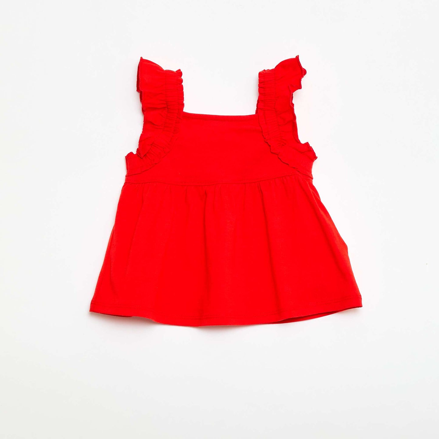 Tee-shirt à épaules volantées ROUGE