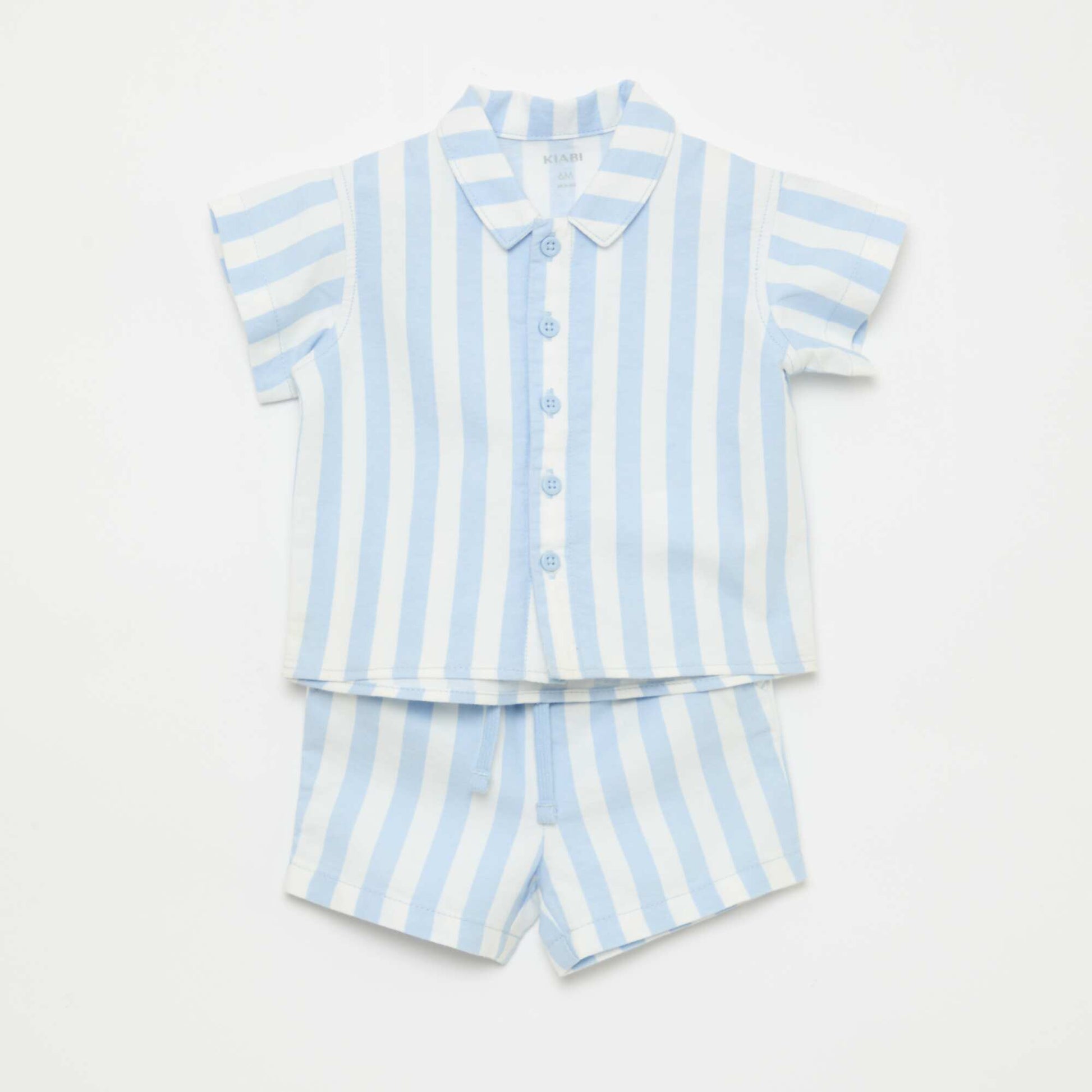 Ensemble chemise + short en coton - 2 pièces BLEU