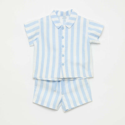 Ensemble chemise + short en coton - 2 pièces BLEU