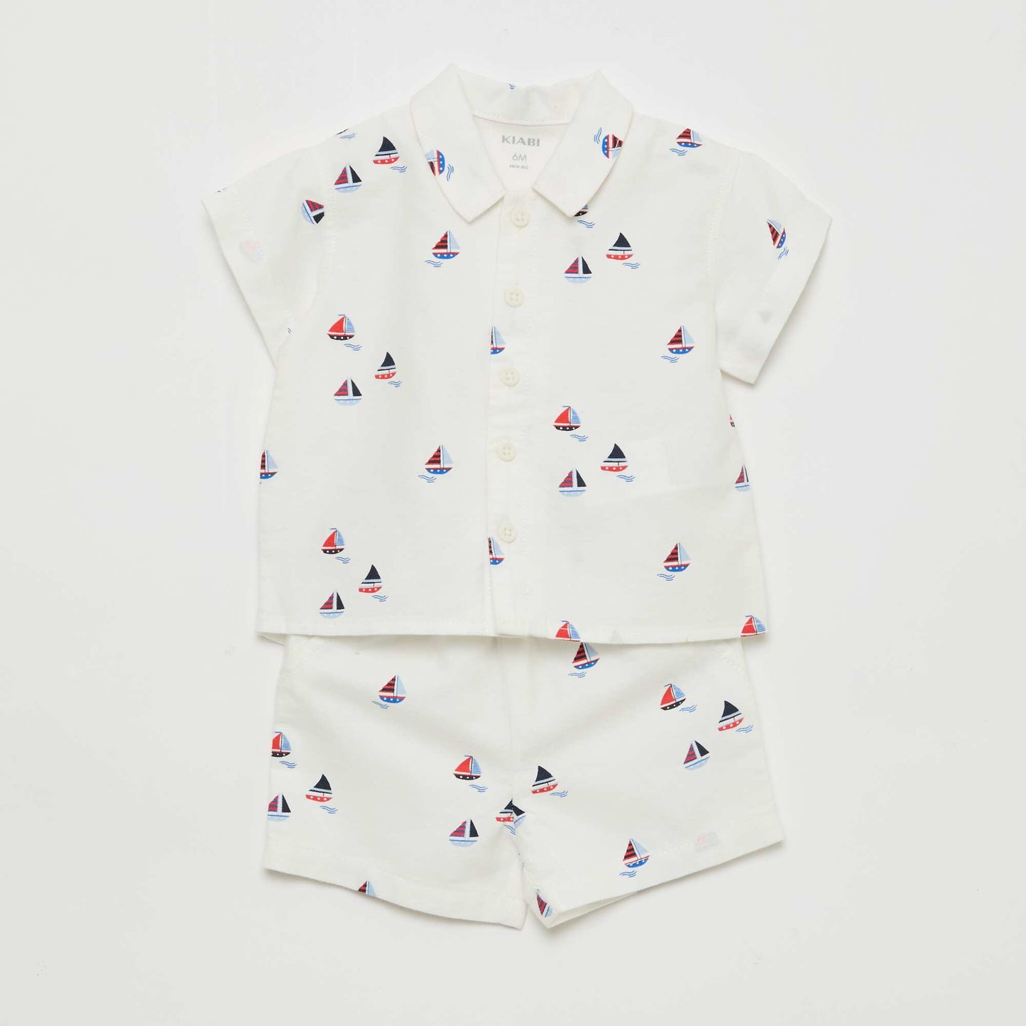 Ensemble chemise + short en coton - 2 pièces BLANC