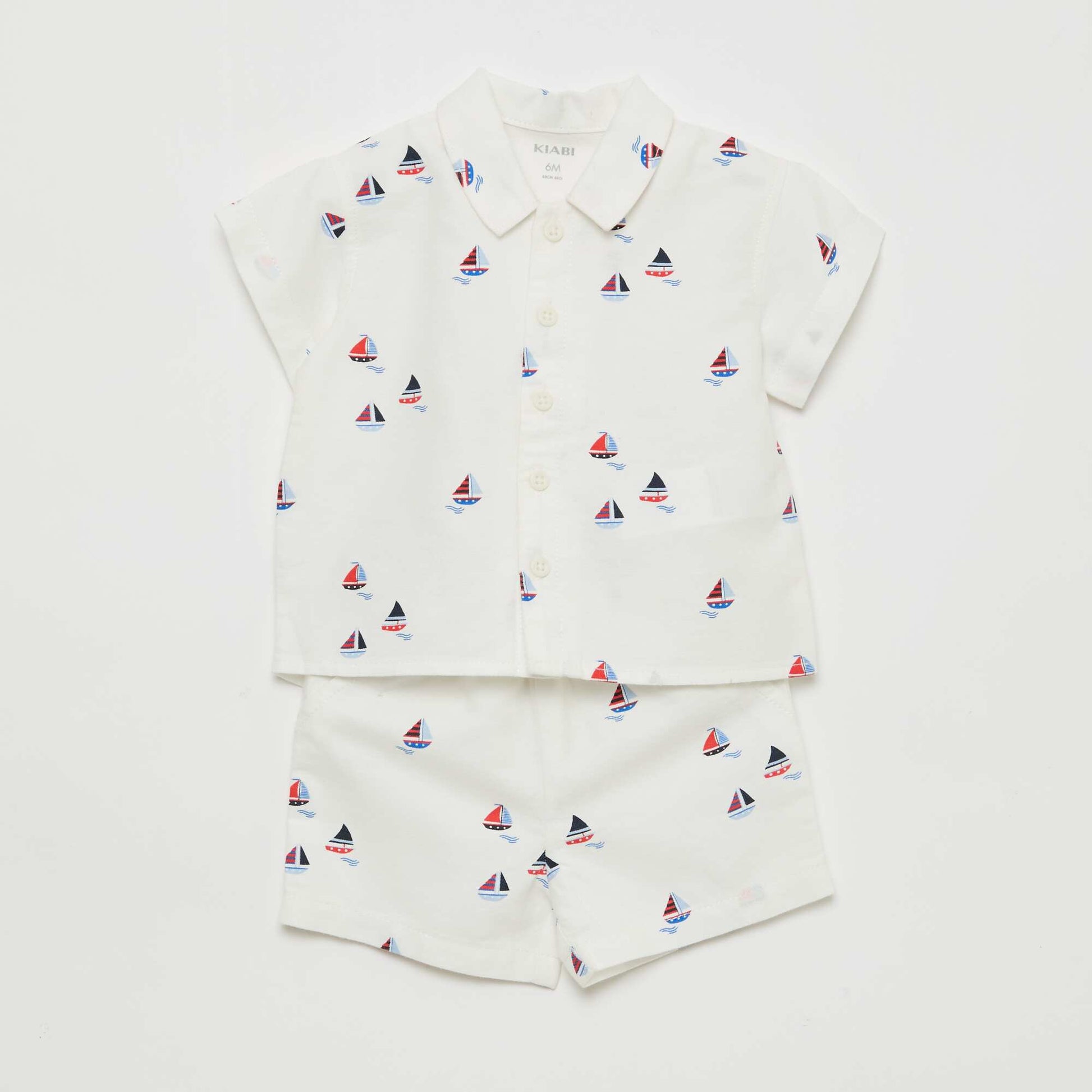 Ensemble chemise + short en coton - 2 pièces BLANC