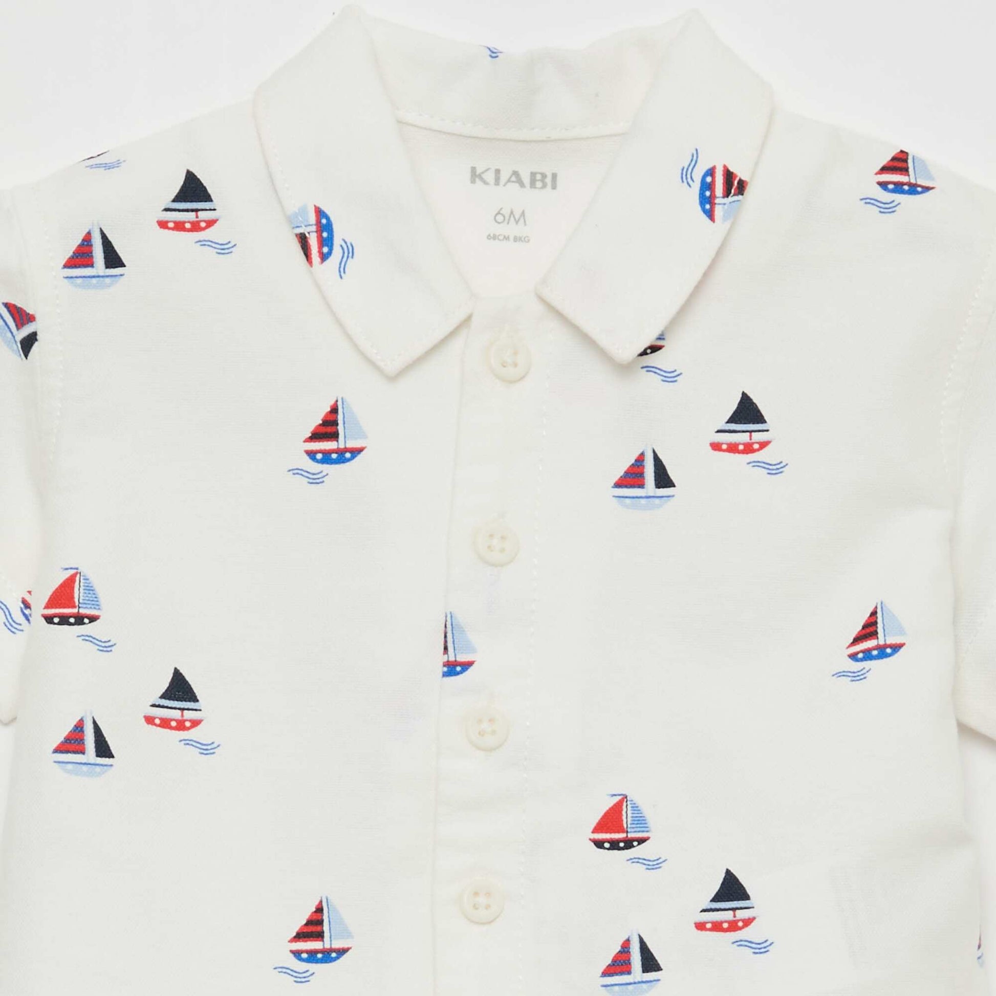 Ensemble chemise + short en coton - 2 pièces BLANC