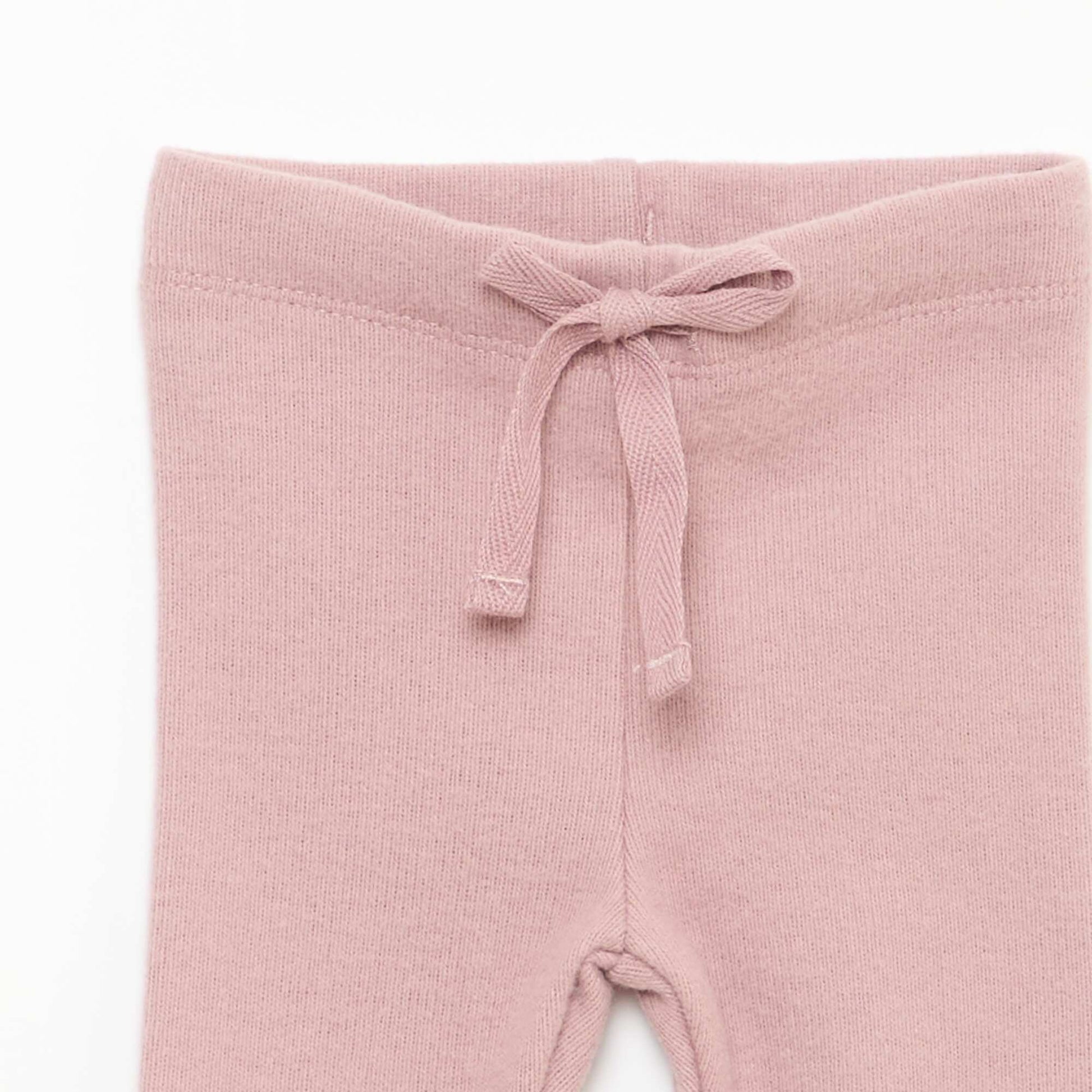 Lot de 2 leggings en maille doudou BEIGE/ROSE