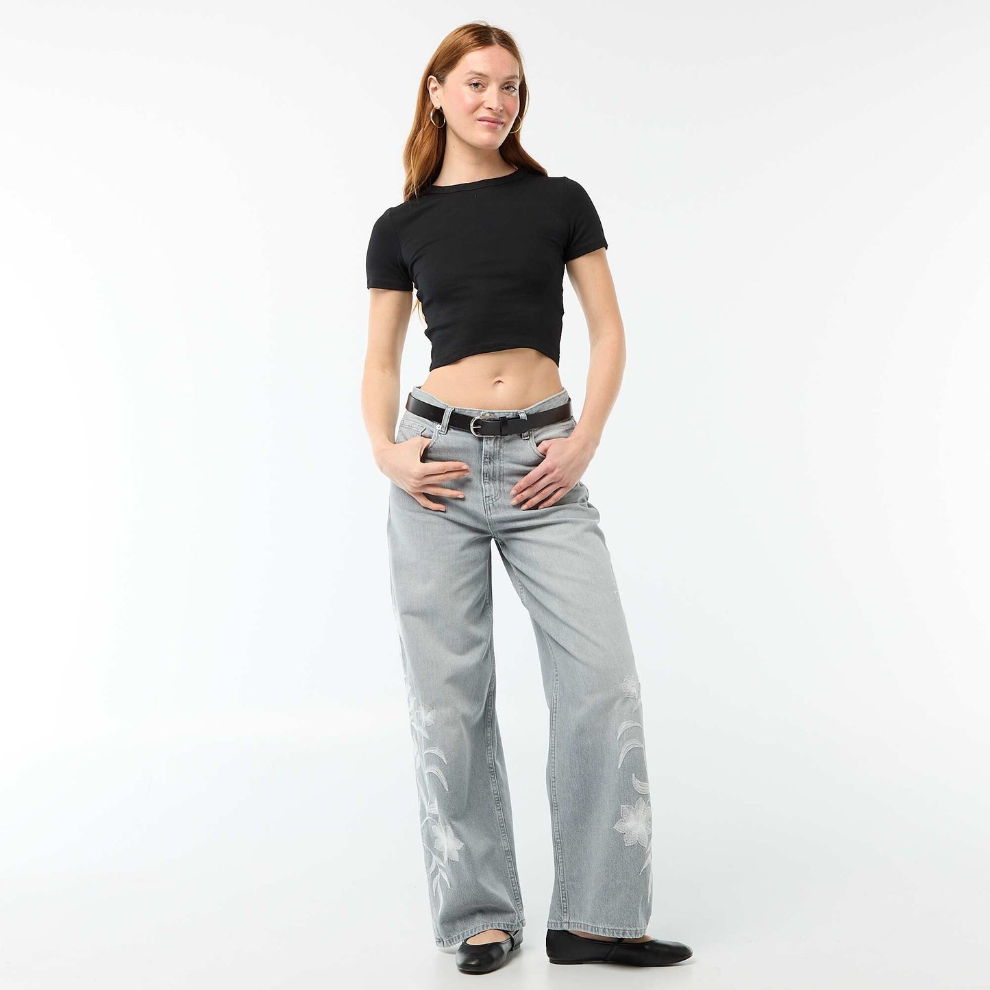 Tee-shirt crop top basique NOIR