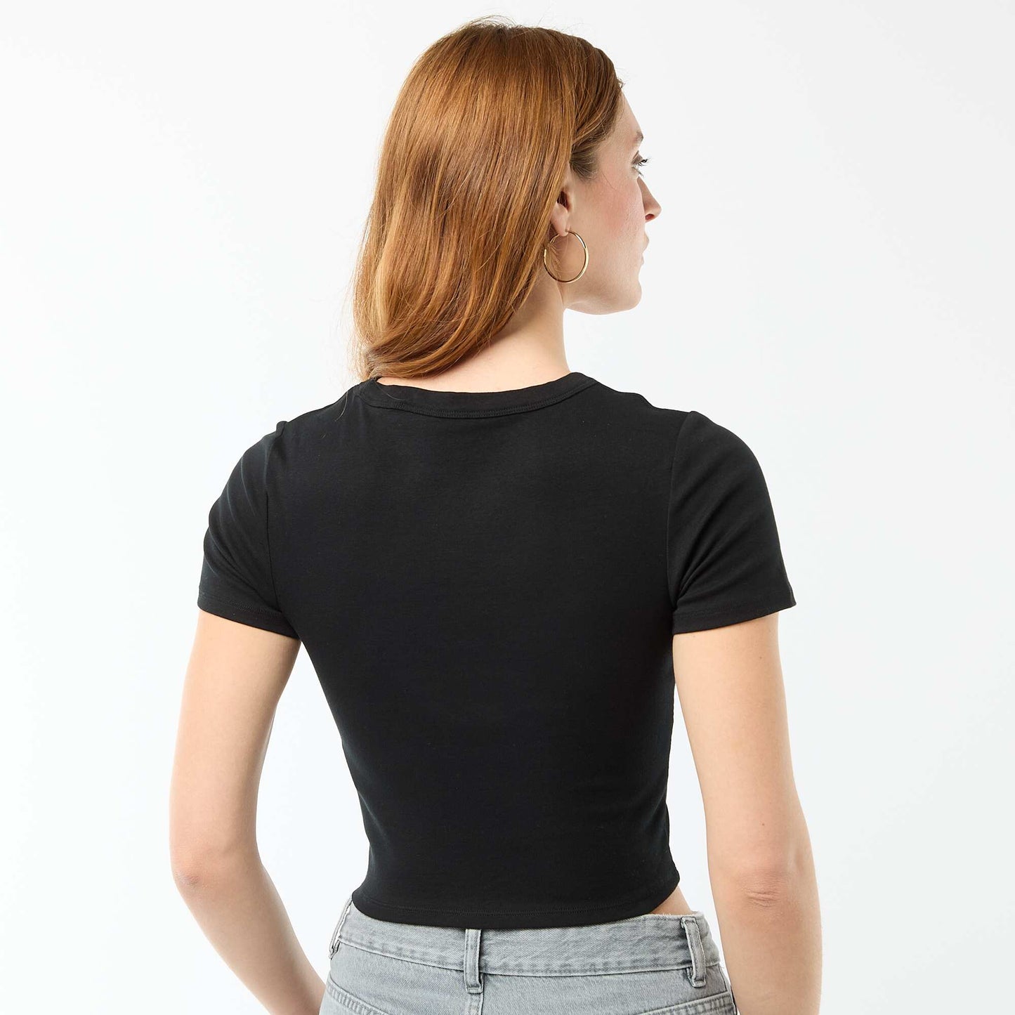 Tee-shirt crop top basique NOIR
