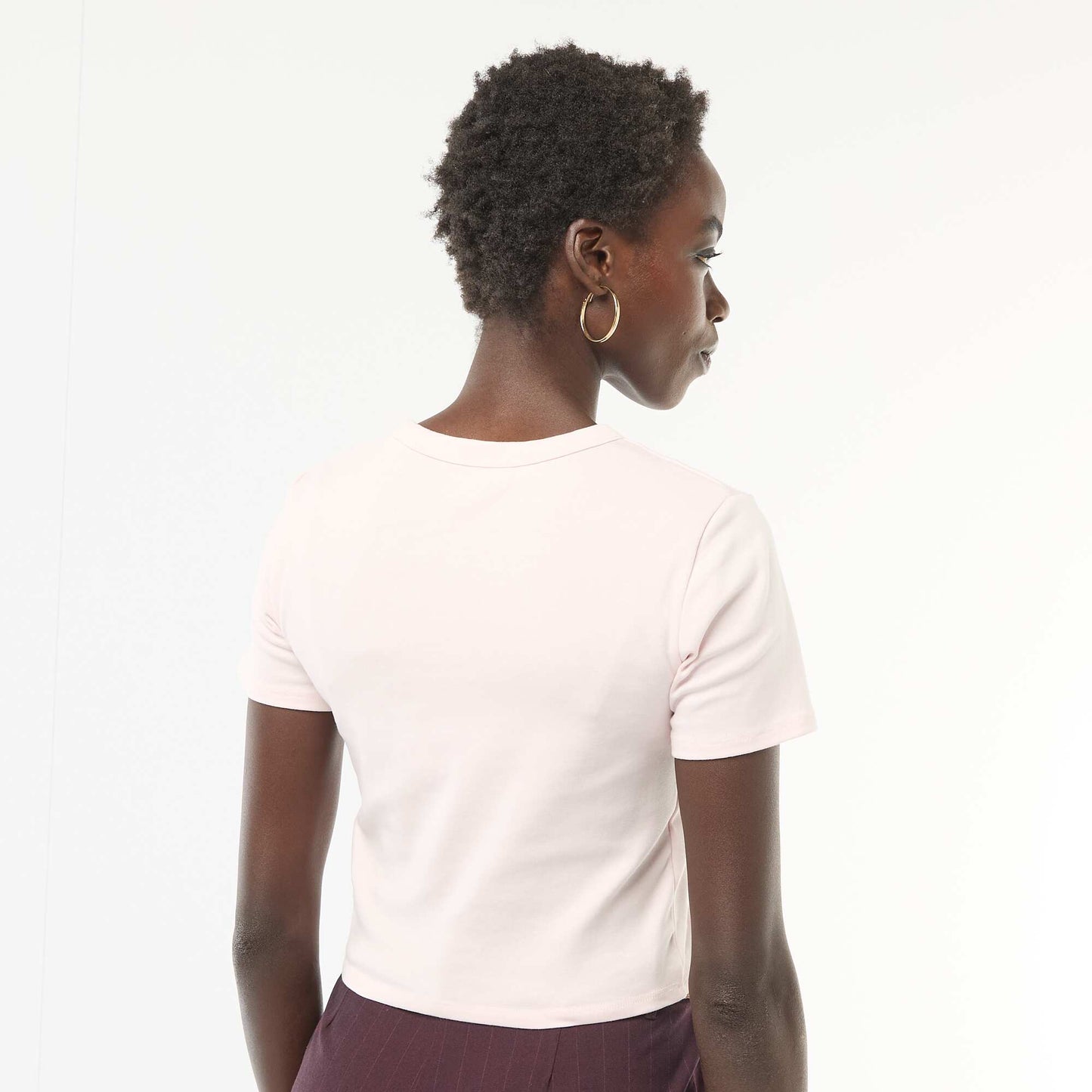 Tee-shirt crop top basique ROSE