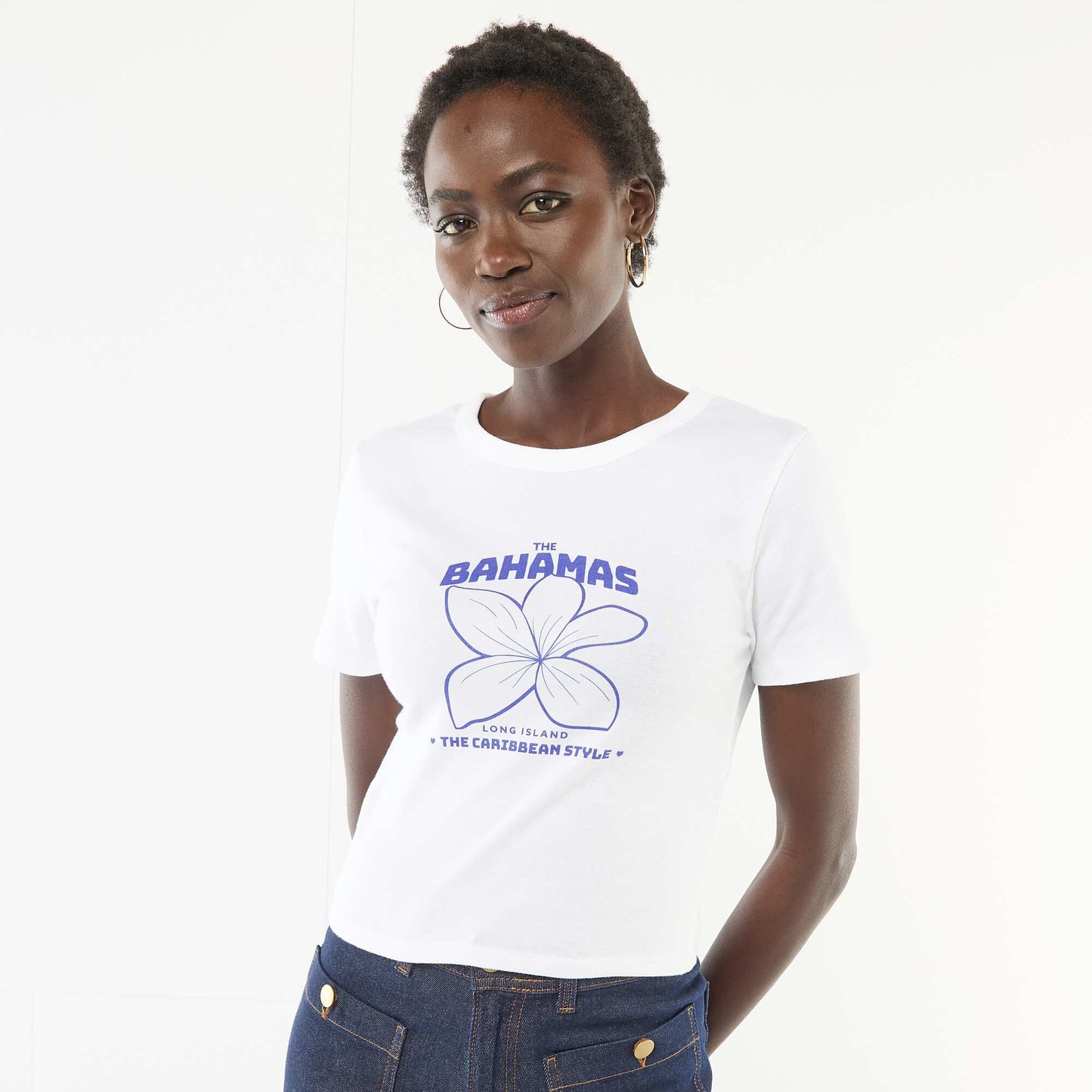 T-shirt imprimé à manches courtes à motif BLANC