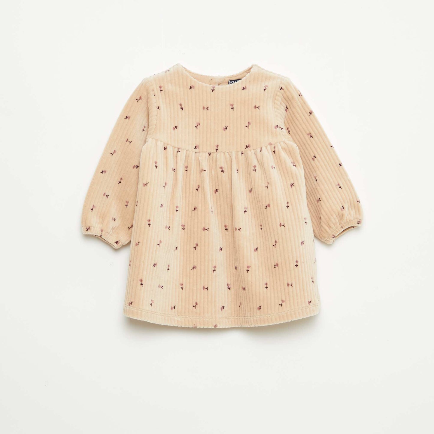 Robe en velours à manches longues avec motif BEIGE