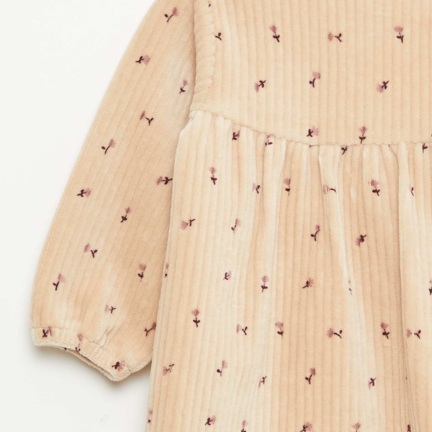 Robe en velours à manches longues avec motif BEIGE