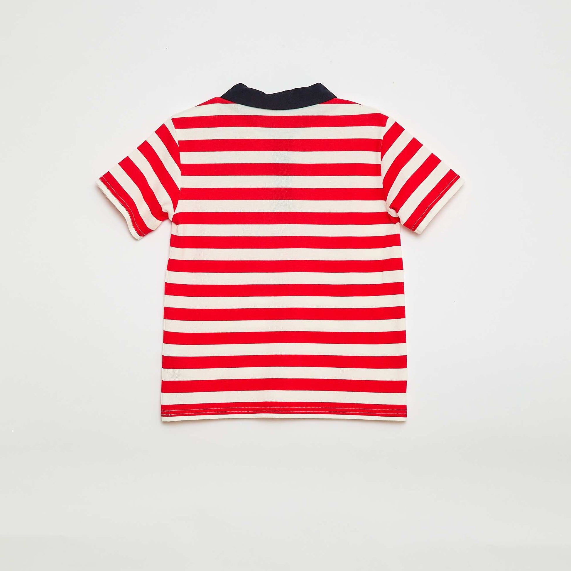 Polo manches courtes avec rayures all over ROUGE