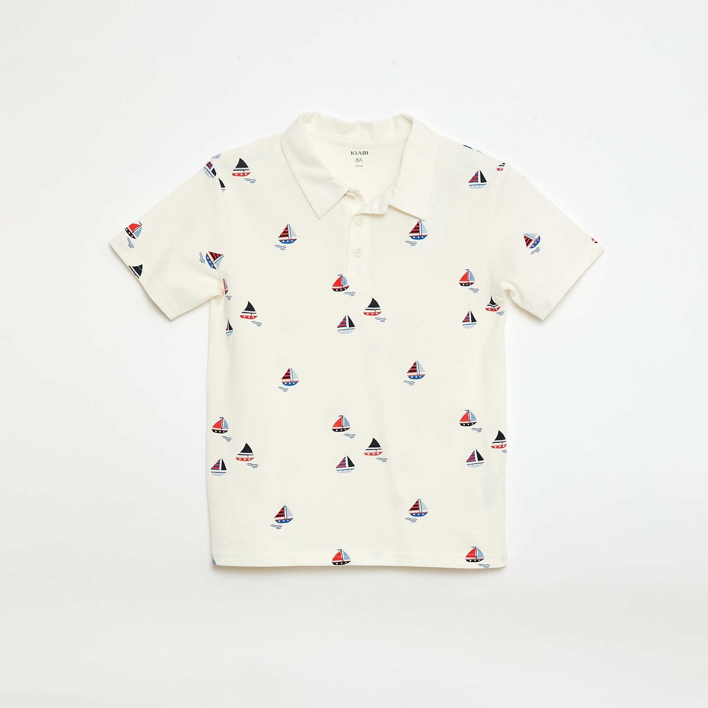 Polo manches courtes avec rayures all over BLANC