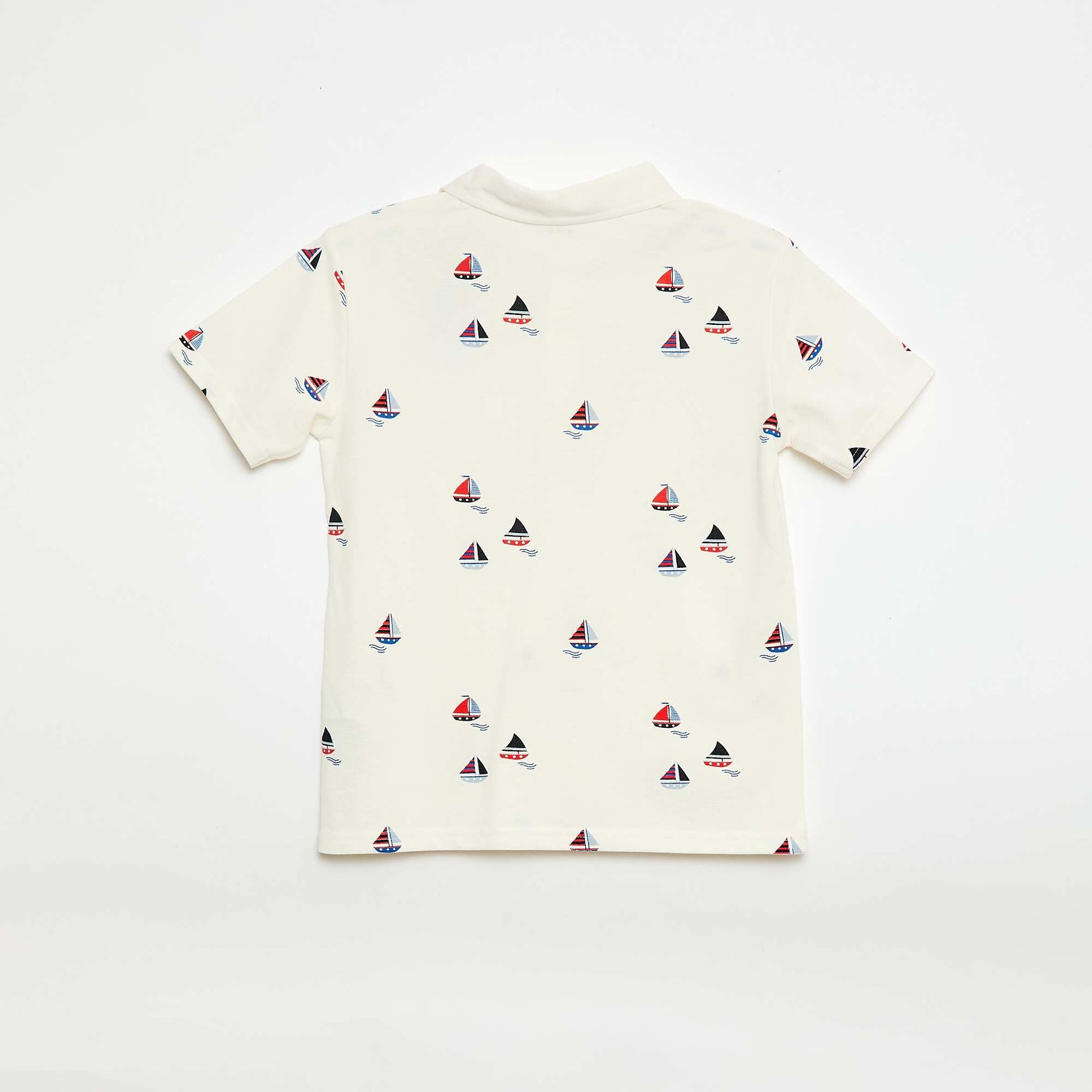 Polo manches courtes avec rayures all over BLANC