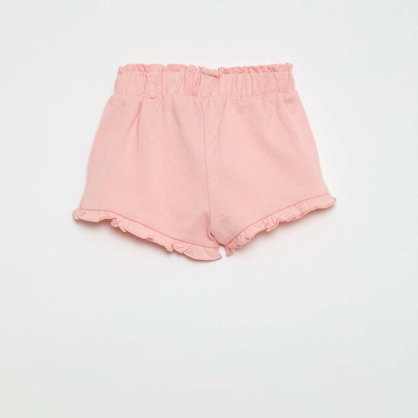 Short en coton avec ceinture à nouer et bas de jambe volantés ROSE