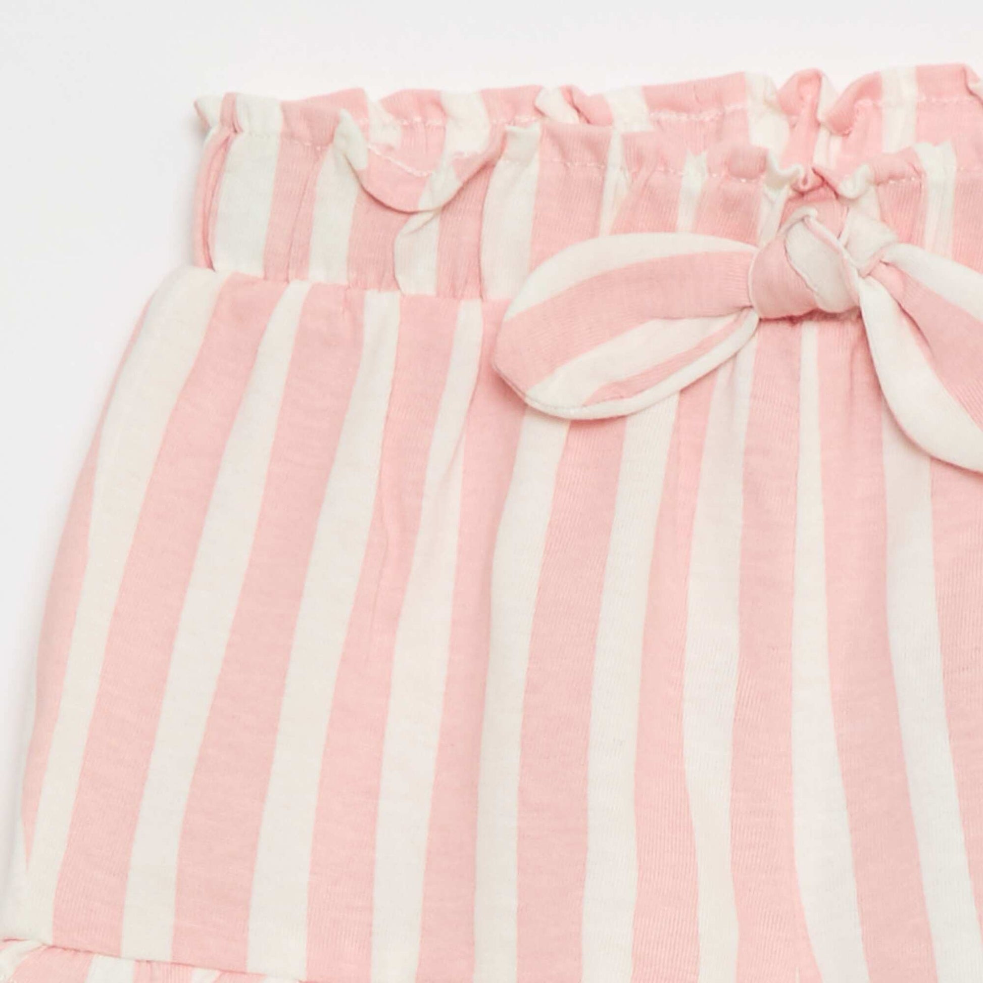 Short en coton avec ceinture à nouer et bas de jambe volantés ROSE