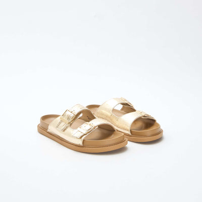 Mules dorées à double bride DORé