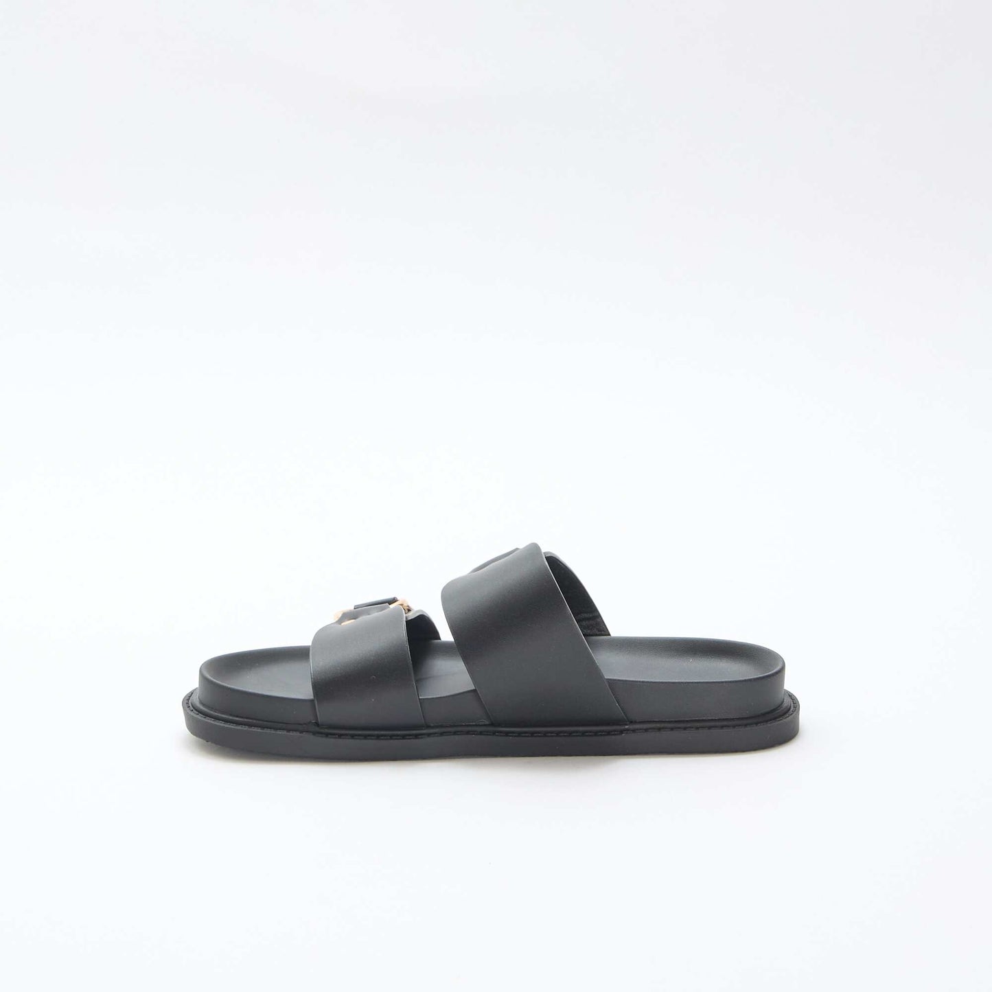 Sandale plate double brides NOIR