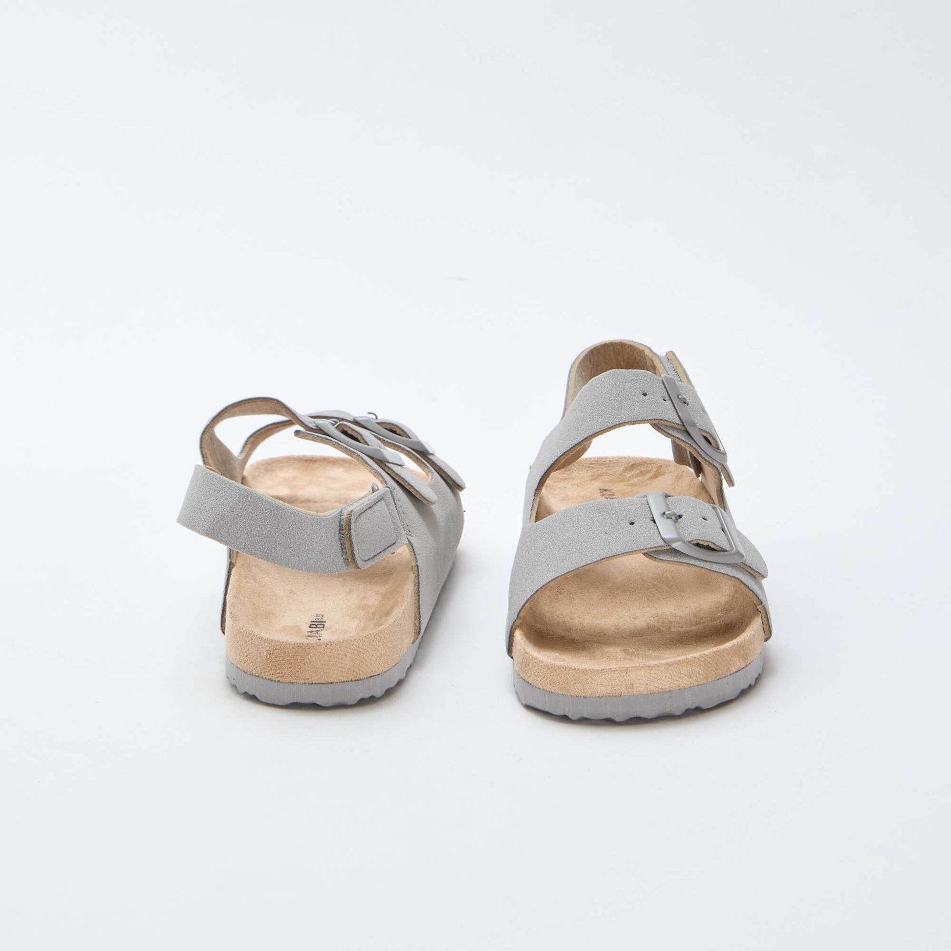 Sandales plates en suédine ajustables GRIS