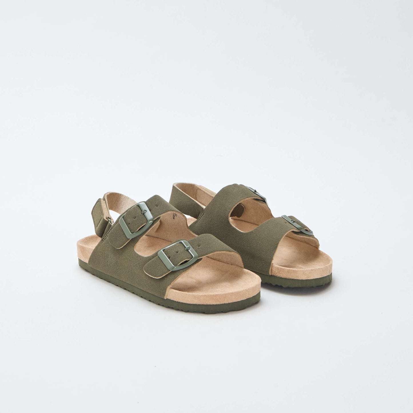 Sandales plates en suédine ajustables KAKI
