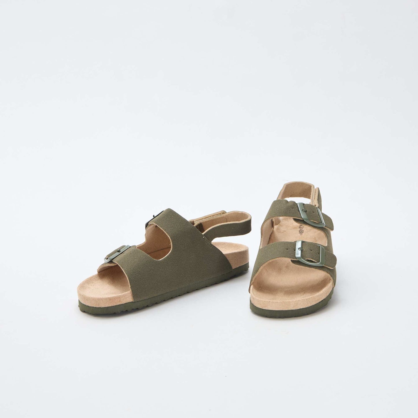 Sandales plates en suédine ajustables KAKI
