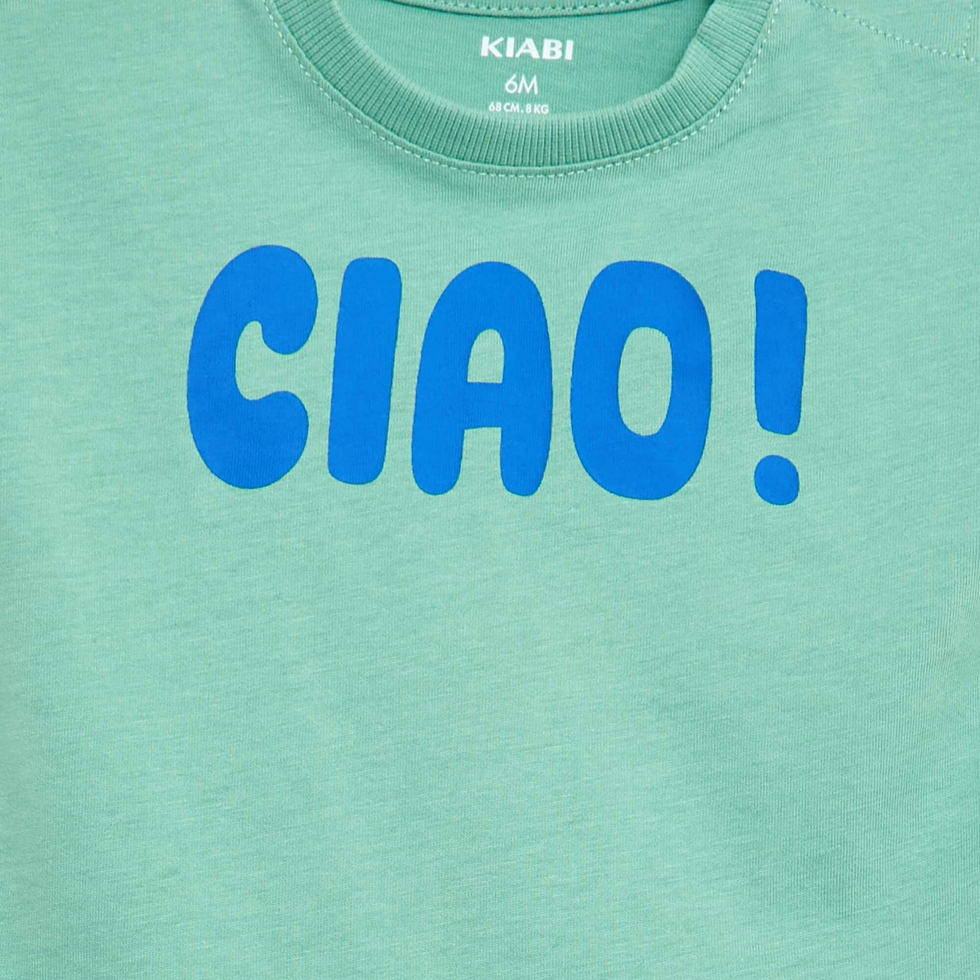 T-shirt imprimé à message VERT