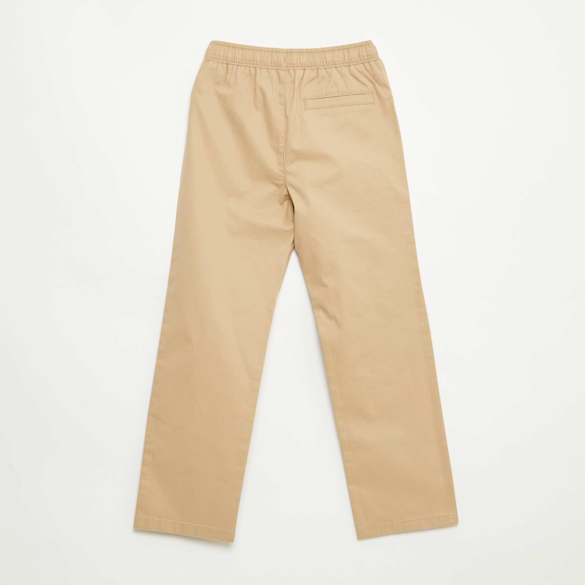 Pantalon coupe regular / droite avec cordons à nouer BEIGE