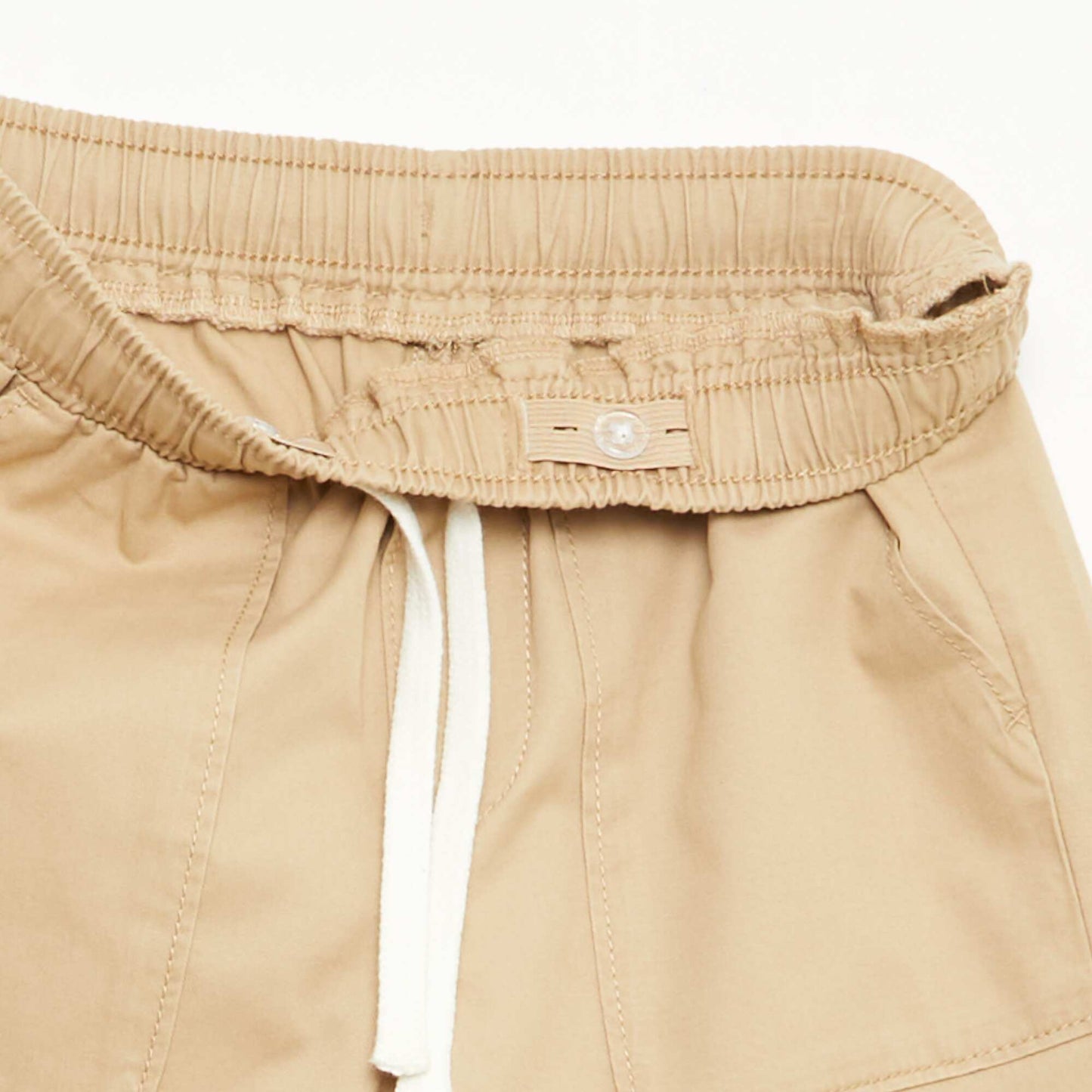 Pantalon coupe regular / droite avec cordons à nouer BEIGE