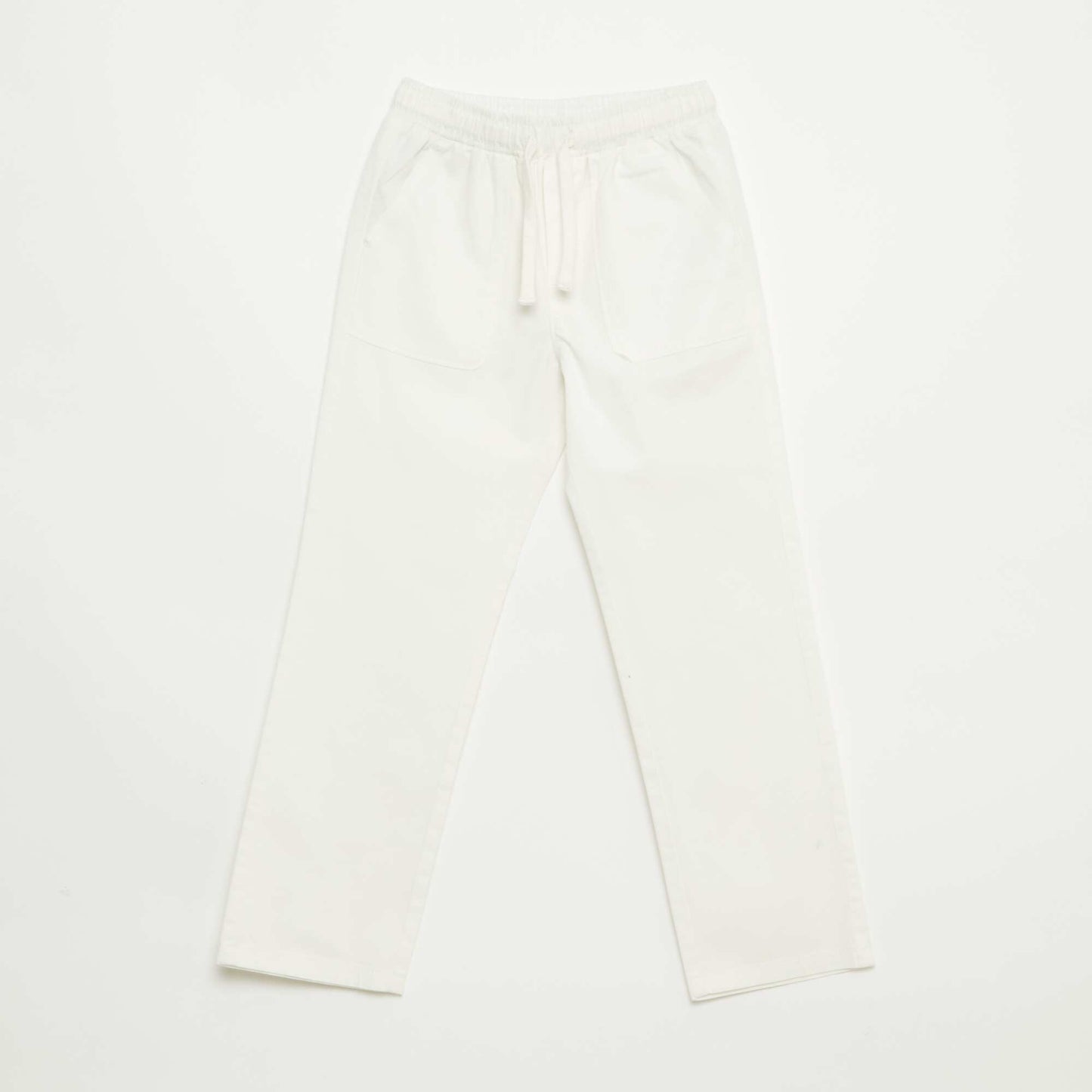 Pantalon coupe regular / droite avec cordons à nouer BLANC