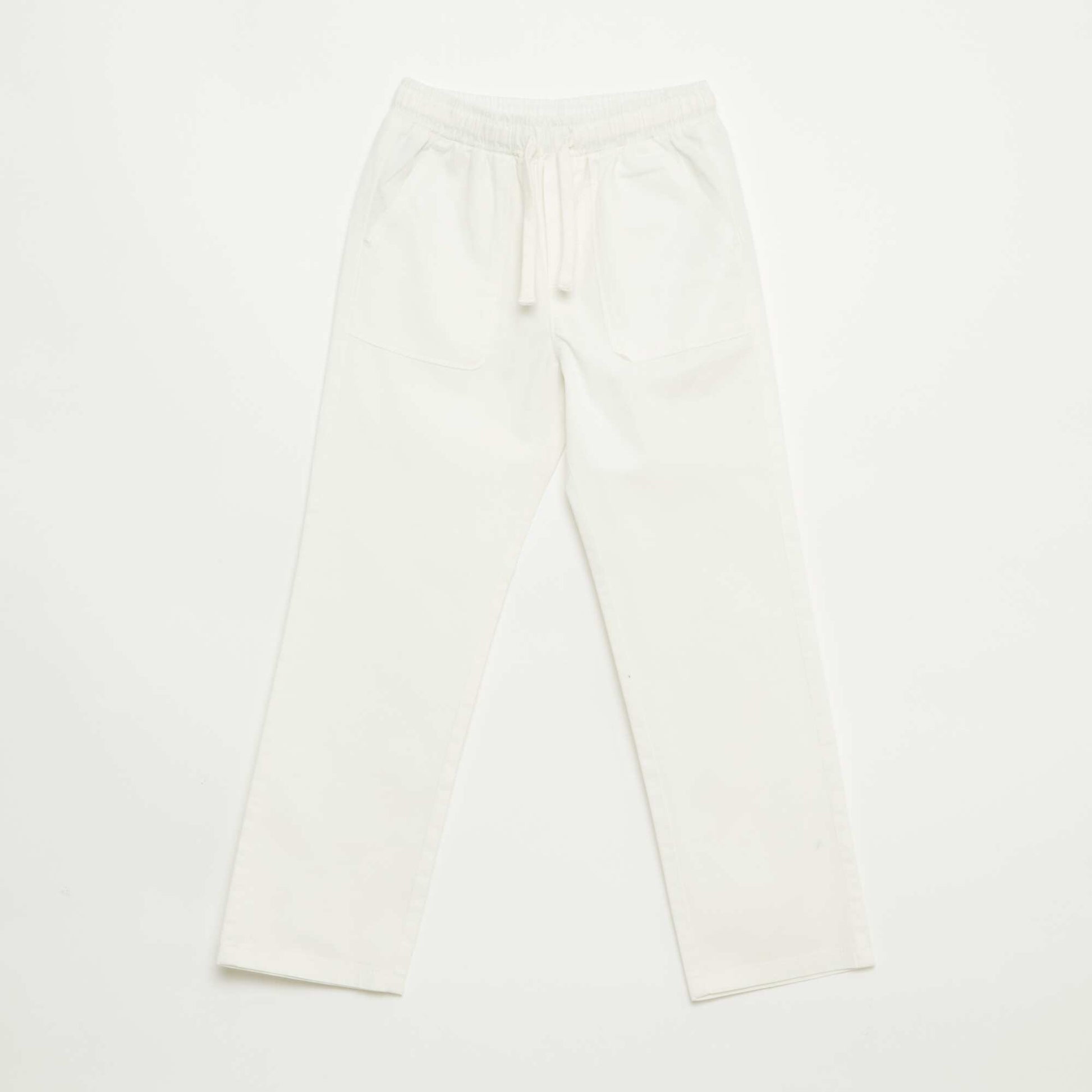 Pantalon coupe regular / droite avec cordons à nouer BLANC