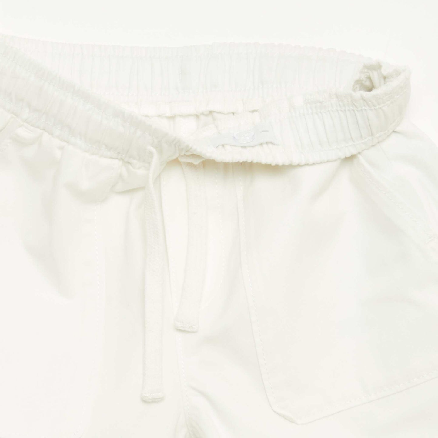 Pantalon coupe regular / droite avec cordons à nouer BLANC