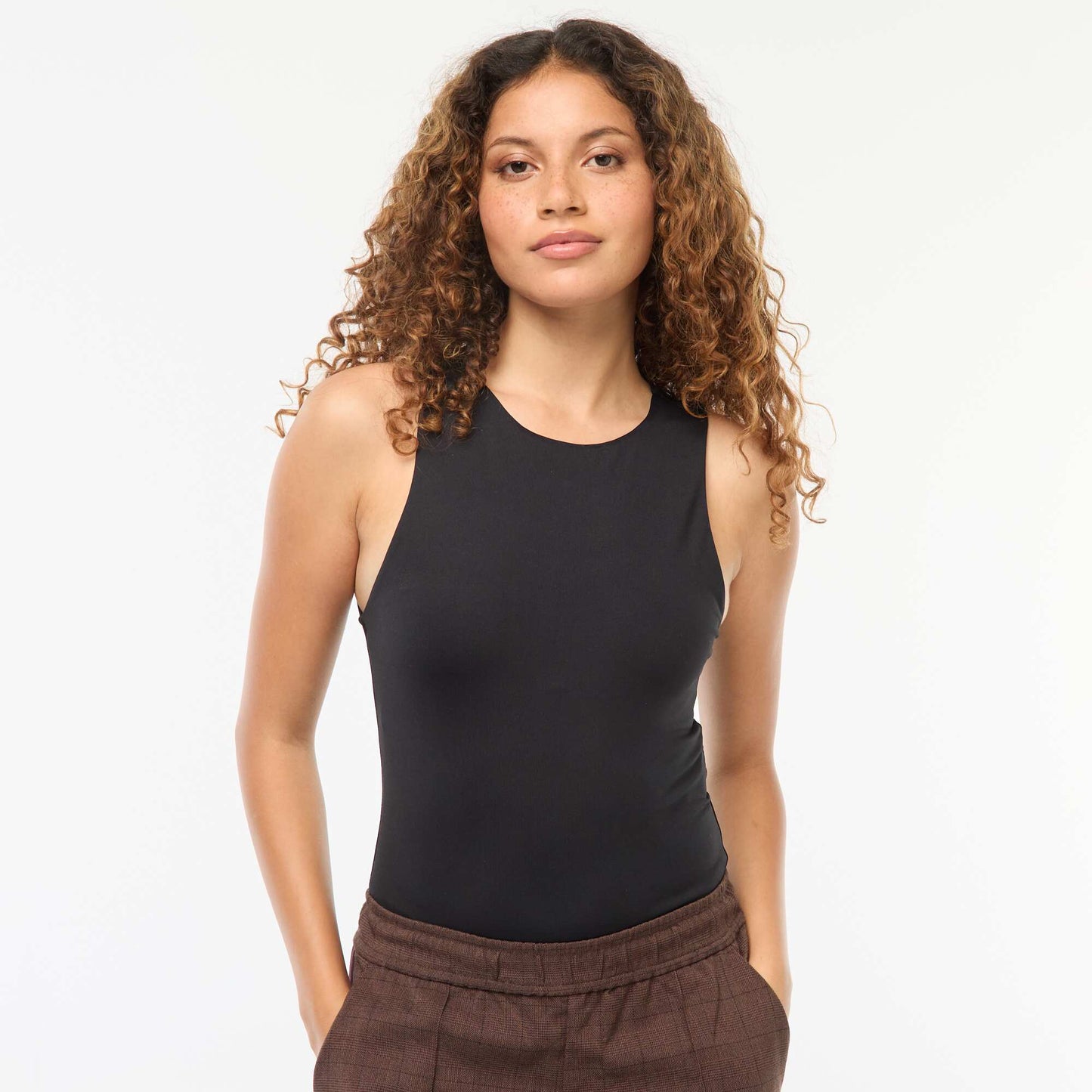 Body microfibre emmanchures américaines NOIR