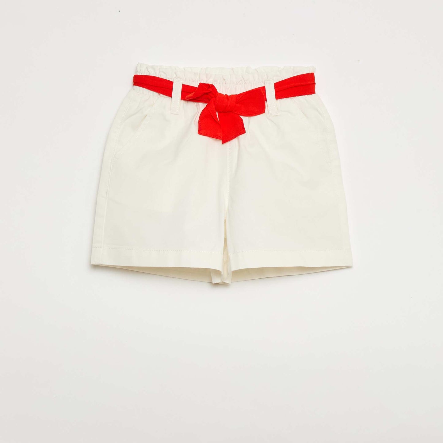 Short uni en twill + ceinture à nouer BLANC