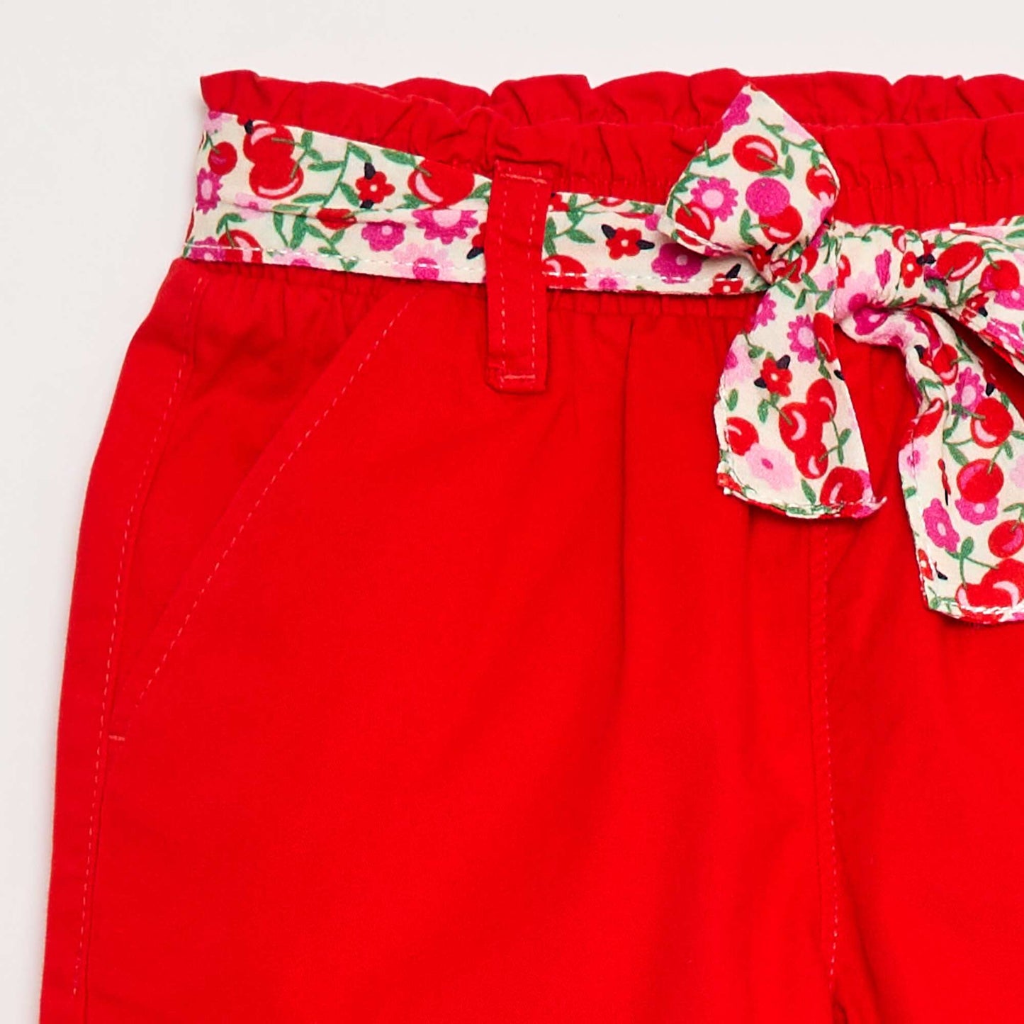Short uni en twill + ceinture à nouer BLANC