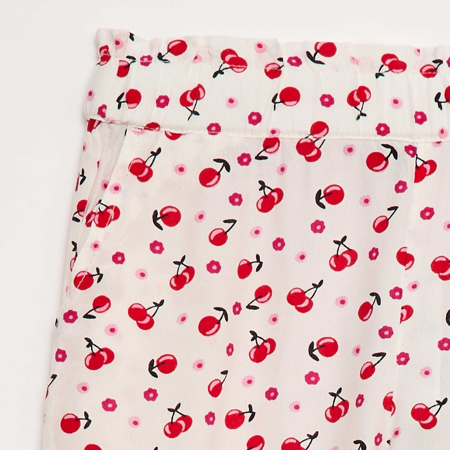 Pantalon large à motif avec taille élastiquée BLANC