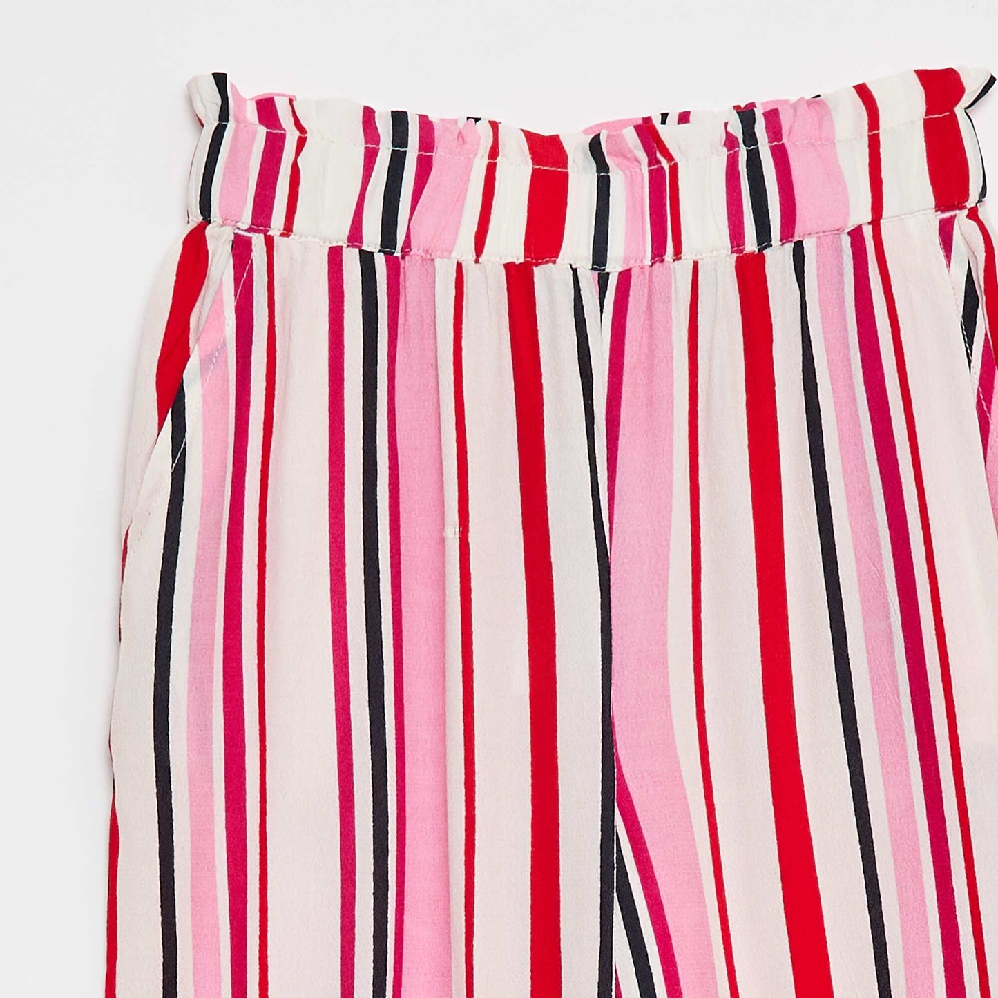 Pantalon large à motif avec taille élastiquée BLANC